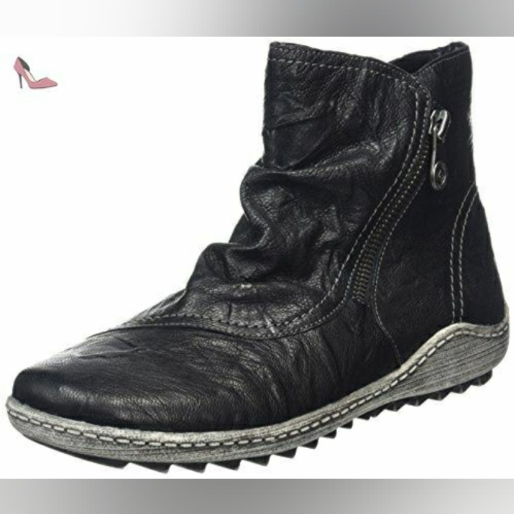Size 9 9.5 Remonte Ankle Tenner Shoes Black Women's Bootie 40 EU